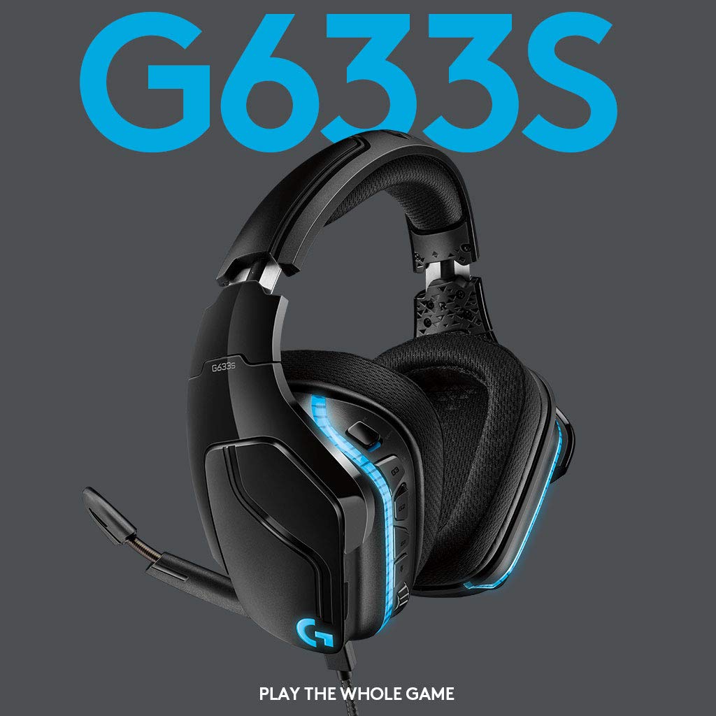 Logitech G633S Over-Ear Gaming RGB Headset with 7.1 Surround Sound 50mm Drivers Mic and Lightsync