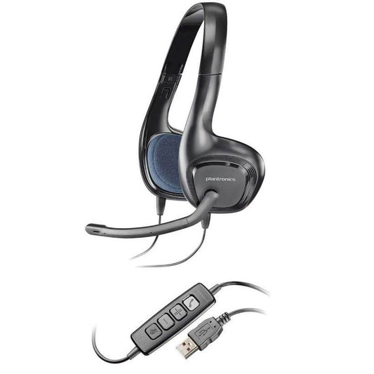 Plantronics Audio 628 USB Lightweight Overhead Stereo Headset with Inline Controls Noise Cancellation and High Quality Audio