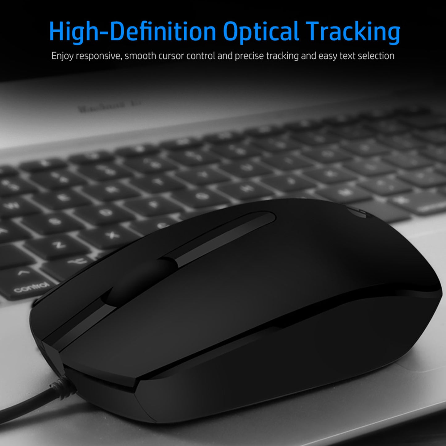 HP M10 Wired USB Optical Ergonomic Mouse with 3 Buttons and 1000DPI