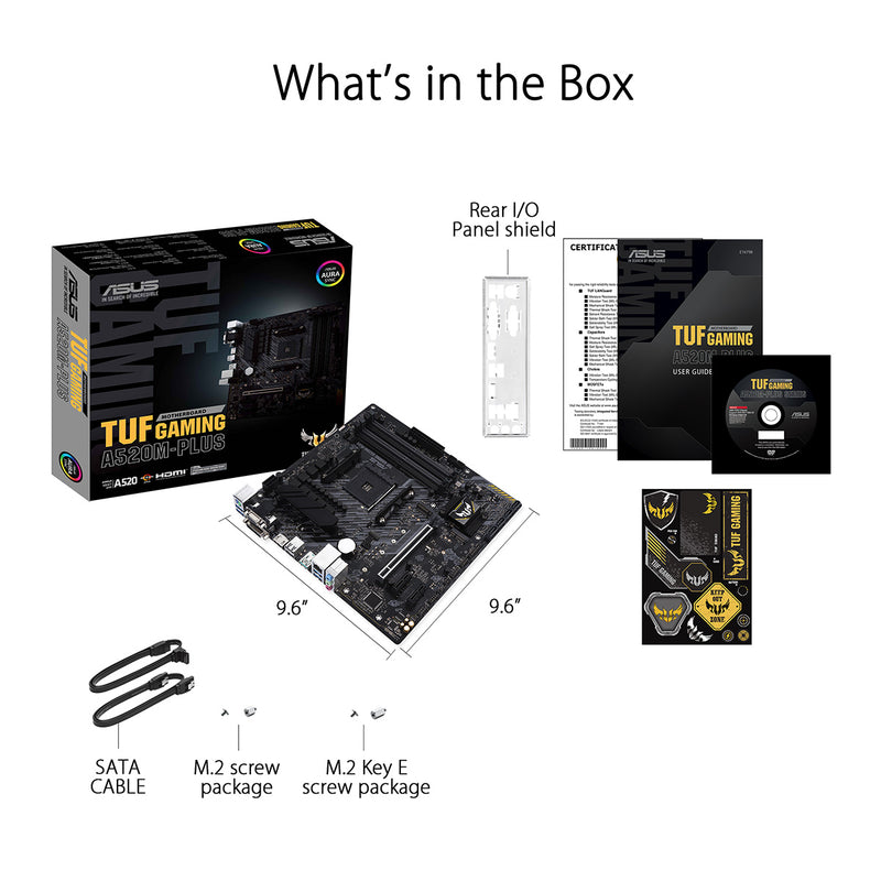 [RePacked] ASUS TUF Gaming A520M-Plus AMD AM4 Micro-ATX Motherboard with DDR4 4800MHz and USB 3.2 Gen 2