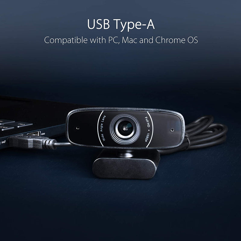 ASUS Webcam C3 1080P HD Web Camera with Built-in Mic and 360° Rotation