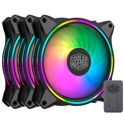 Cooler Master MasterFan MF120 Halo 120mm Case Fan 3 in1 Pack with Dual Loop ARGB Lighting and Low Noise Design