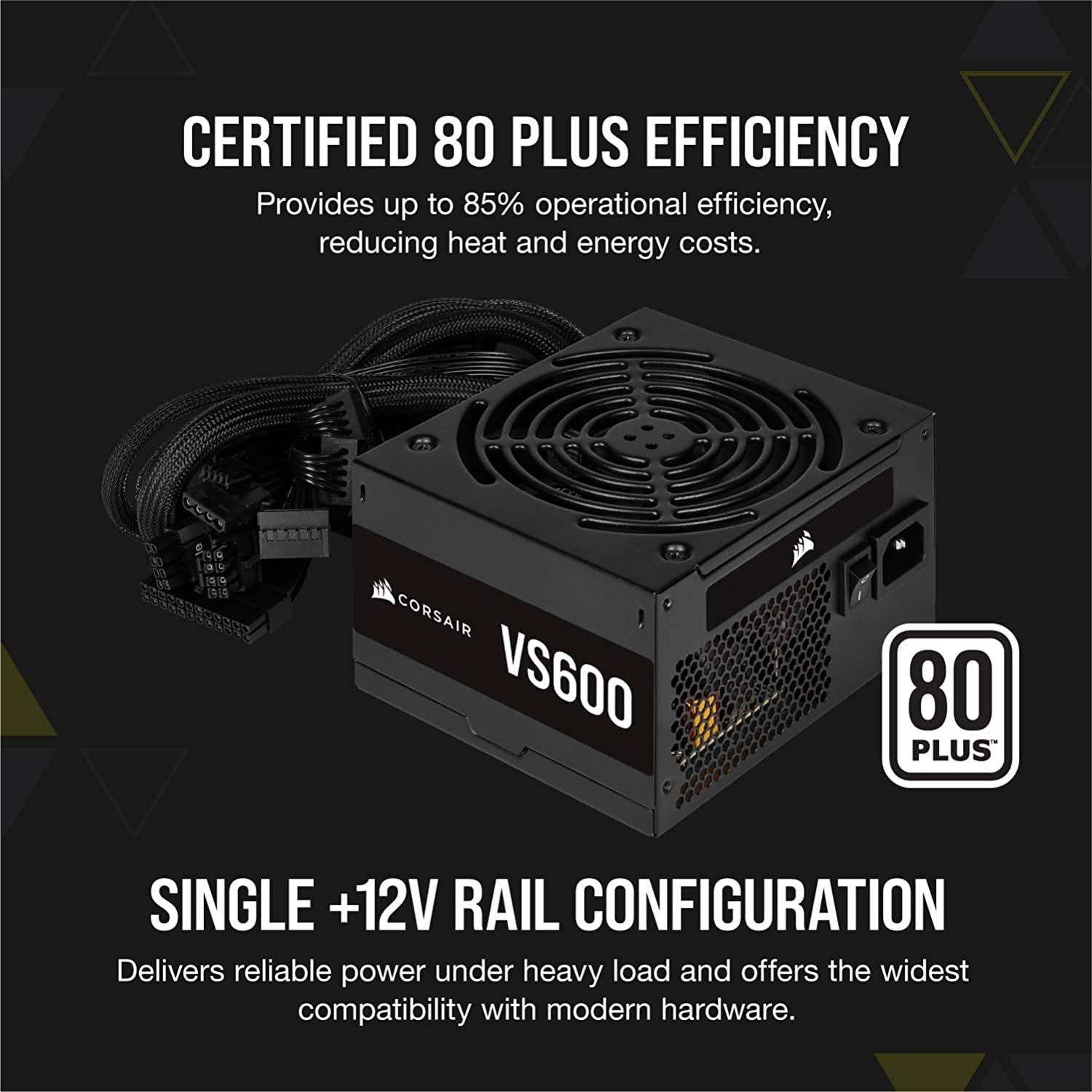 Corsair VS Series VS600 600W Non-Modular 80 PLUS Certified Power Supply From TPS Technologies