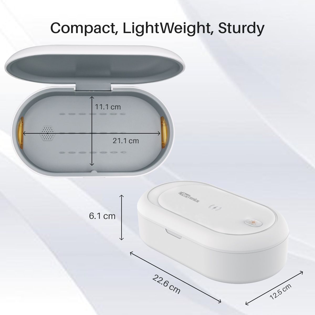 Portronics PuriFi 102  Multifunctional UV Steriliser Box with Wireless Charger and Magnetic Switch