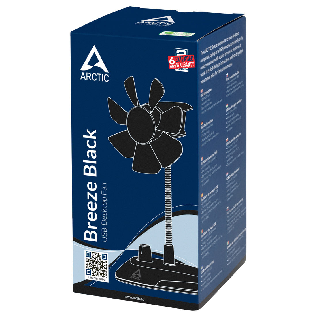 ARCTIC Breeze Color Portable USB Table Fan for Office and Laptop - Black