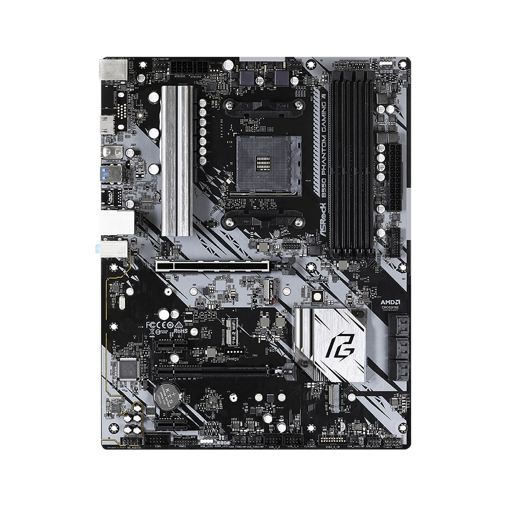 ASRock B550 फैंटम गेमिंग 4 AMD AM4 ATX मदरबोर्ड PCIe 4.0 हाइपर M.2 और मल्टी-GPU सपोर्ट के साथ