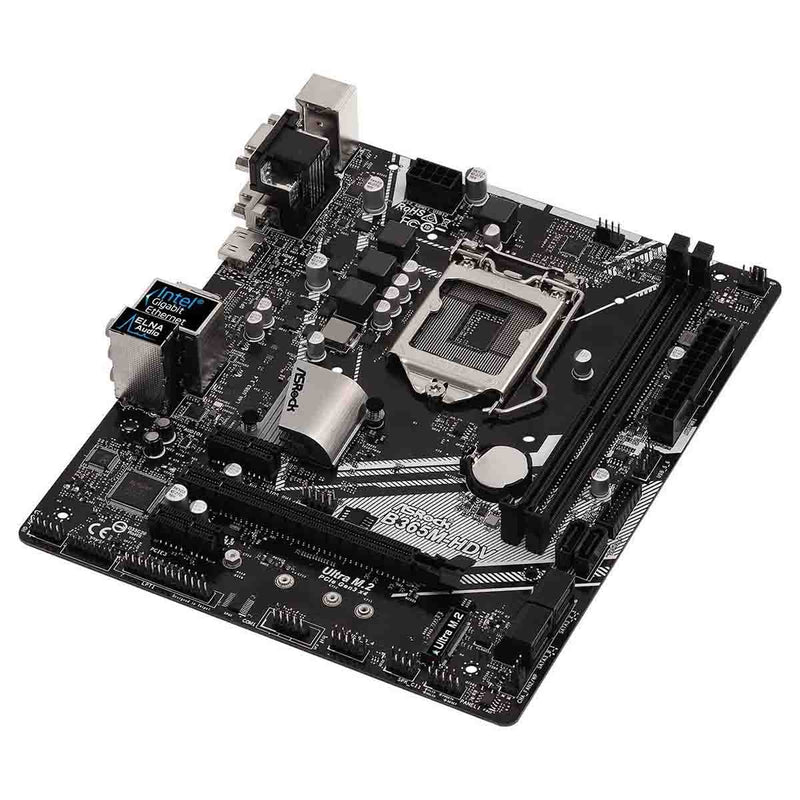 ASRock B365M-HDV Intel B365 M-ATX Motherboard with Ultra M.2 and Full Spike Protection