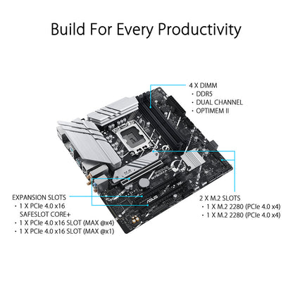 ASUS PRIME B760M-A WIFI Intel B760 LGA 1700 Micro-ATX DDR5 Motherboard