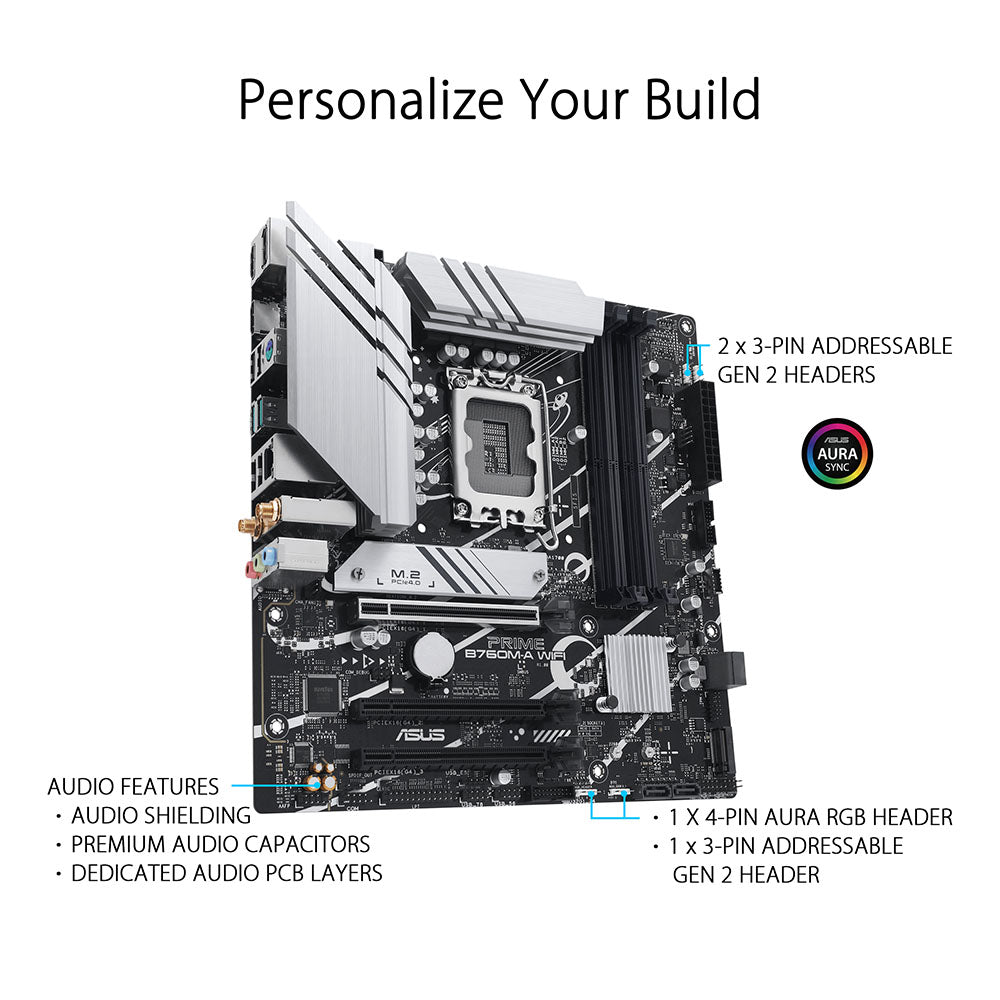 ASUS PRIME B760M-A WIFI Intel B760 LGA 1700 Micro-ATX DDR5 Motherboard