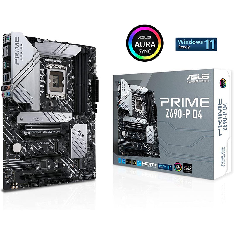 ASUS Z690 PRIME Z690-P D4 Intel Z690 LGA 1700 ATX Motherboard with PCIe 5.0 Thunderbolt 4 Header and Three M.2 Slots