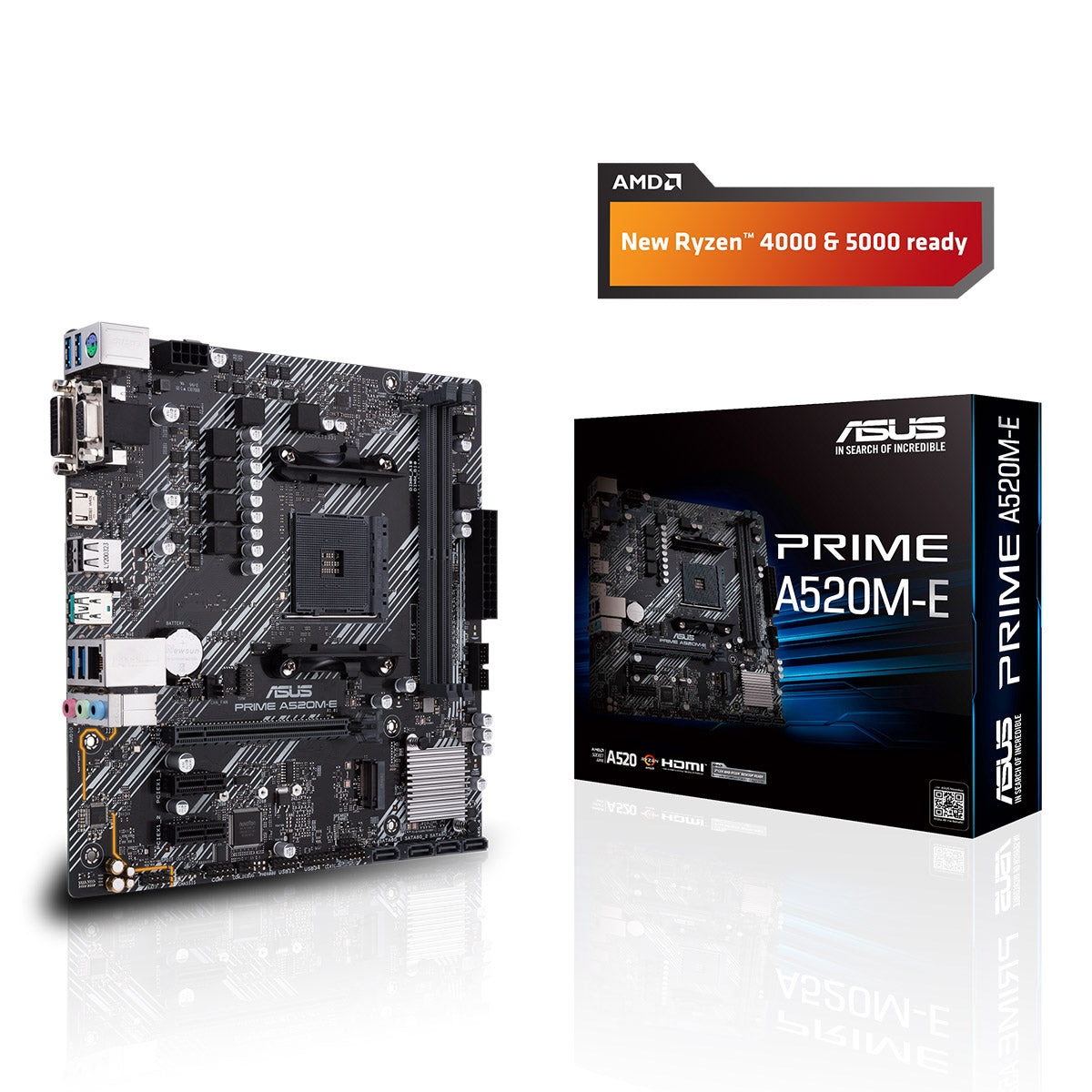 Asus Prime A520M-E AMD AM4 माइक्रो-ATX मदरबोर्ड DDR4 4866MHz M.2 और USB 3.2 Gen 2 के साथ 
