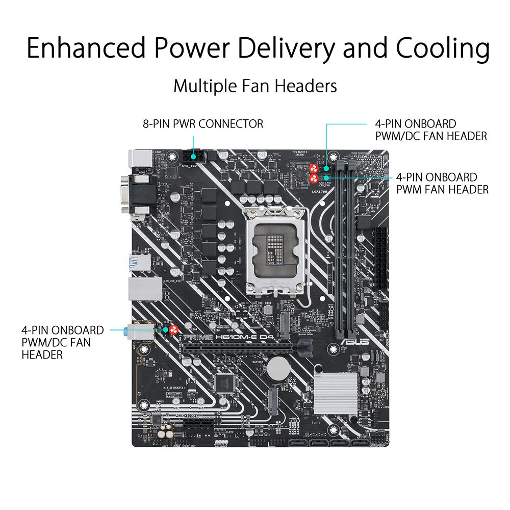 ASUS PRIME H610M-E D4 Intel H670 LGA 1700 ATX Motherboard with PCIe 4.0 and Dual M.2 Slots