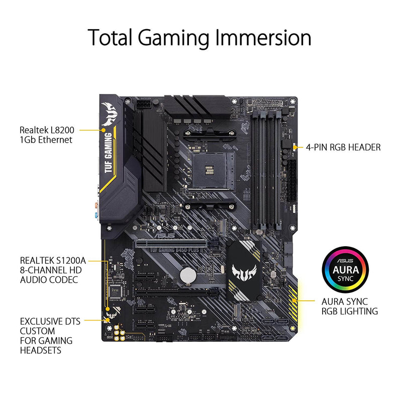 [RePacked] ASUS TUF B450-PLUS GAMING II AMD AM4 ATX Motherboard with M.2 Aura Sync