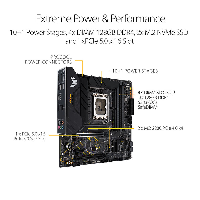 ASUS TUF Gaming B660M-Plus D4 Intel B660 LGA 1700 Micro-ATX Motherboard with PCIe 5.0 and Thunderbolt 4 Support