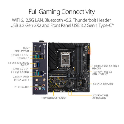 ASUS TUF Gaming B660M-Plus WIFI D4 Intel B660 LGA 1700 Micro-ATX Motherboard with PCIe 5.0 and Thunderbolt 4 Support