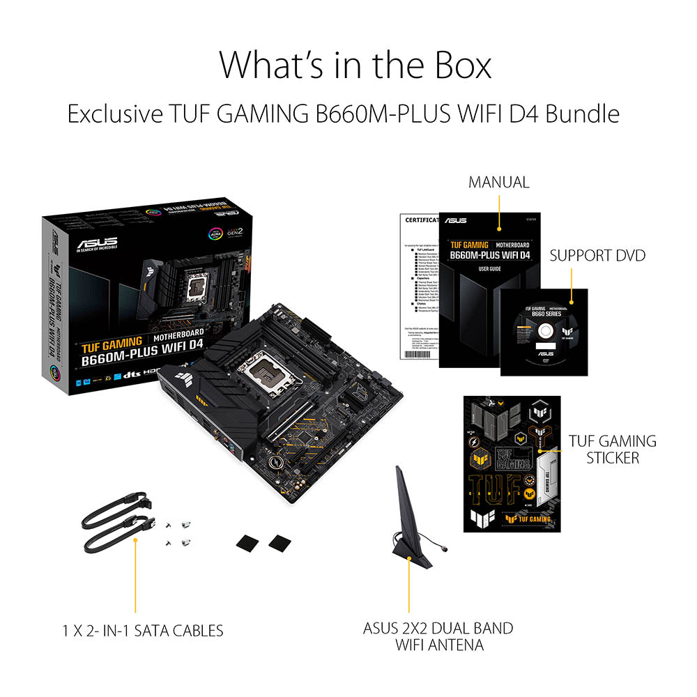 ASUS TUF Gaming B660M-Plus WIFI D4 Intel B660 LGA 1700 Micro-ATX Motherboard with PCIe 5.0 and Thunderbolt 4 Support
