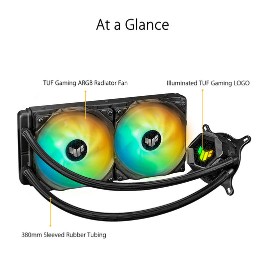 ASUS TUF GAMING LC 240 ARGB AIO 240mm CPU Liquid Cooler with PWM Fans and IP5X Dust Resistance