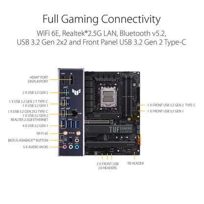 ASUS TUF गेमिंग X670E-PLUS WIFI AMD AM5 ATX गेमिंग मदरबोर्ड DDR5 और PCIe 5.0 के साथ