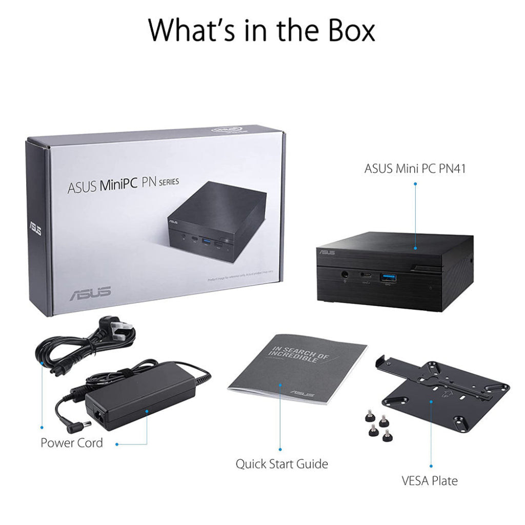 ASUS Mini PC PN41 with Intel Celeron N4500 Processor, Intel WiFi 6 and USB 3.2 Type-C [Without storage, Without Ram]
