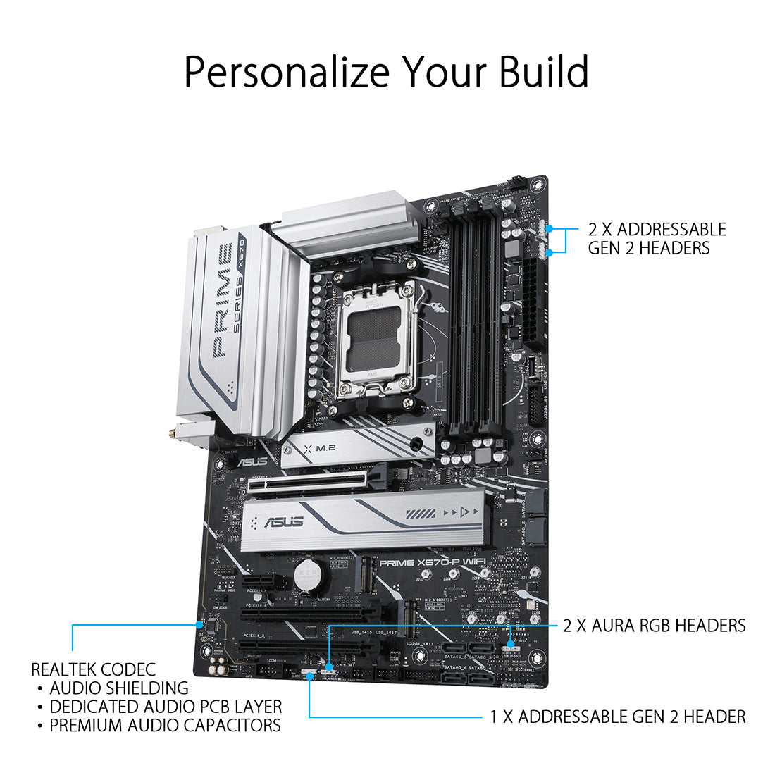Asus Prime X670-P WIFI AMD सॉकेट AM5 ATX मदरबोर्ड PCIe 5.0 USB 4 हैडर और तीन M.2 स्लॉट के साथ