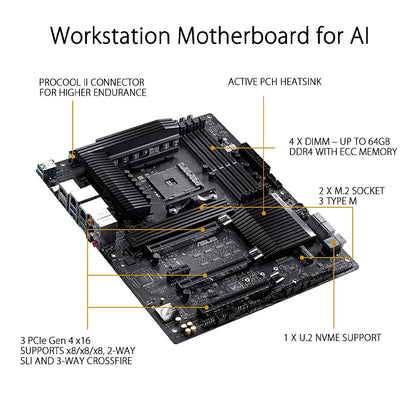 Asus Pro WS X570-Ace AMD AM4 ATX वर्कस्टेशन मदरबोर्ड PCIe 4.0 और ड्युअल M.2 स्लॉट के साथ
