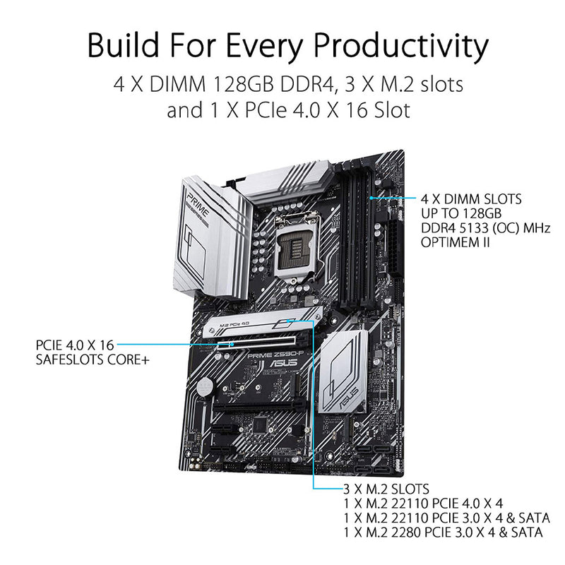ASUS Prime Z590-P/CSM Intel Z590 LGA 1200 ATX Motherboard with PCIe 4.0, three M.2 slotsand Thunderbolt 4 Support