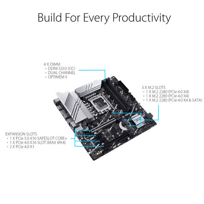 ASUS PRIME Z790M-PLUS D4 Intel Z790 LGA 1700 Micro-ATX Motherboard