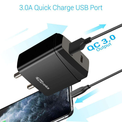 Portronics Adaptor 22 USB Wall Adapter with Quick Charging USB Port and USB-C Port