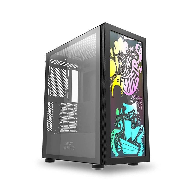 Ant Esports Graffiti Mid Tower ATX Cabinet with Custom Front Panel Design