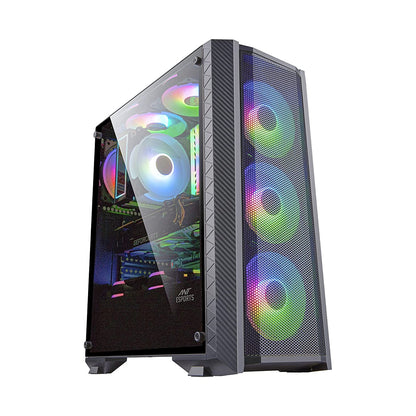 Ant Esports ICE-311MT Mid Tower Gaming Cabinet with 3 Pre-installed 120mm A-RGB Fans and PSU Shroud