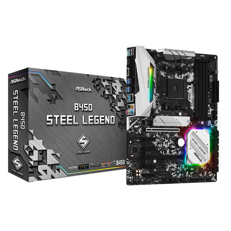 ASRock B450 Steel Legend AMD AM4 Socket Dual M.2 Ultra USB Power RGB Motherboard