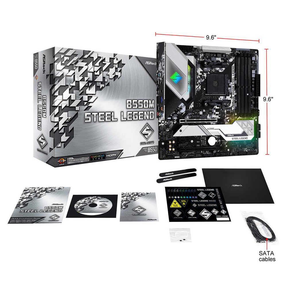 ASRock B550M Steel Legend AMD AM4 Micro-ATX Motherboard with PCIe 4.0 Hyper M.2 and Multi-GPU Support