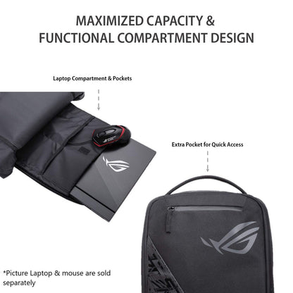 asus gaming laptop backpack Backpack/Bk/15_17, BAG Bp1501g ROG 15 17 Unisex Adult, Black (Black), One Size, Black/White, One size : Electronics lined straps Bag Asus Rog Ranger Backpack