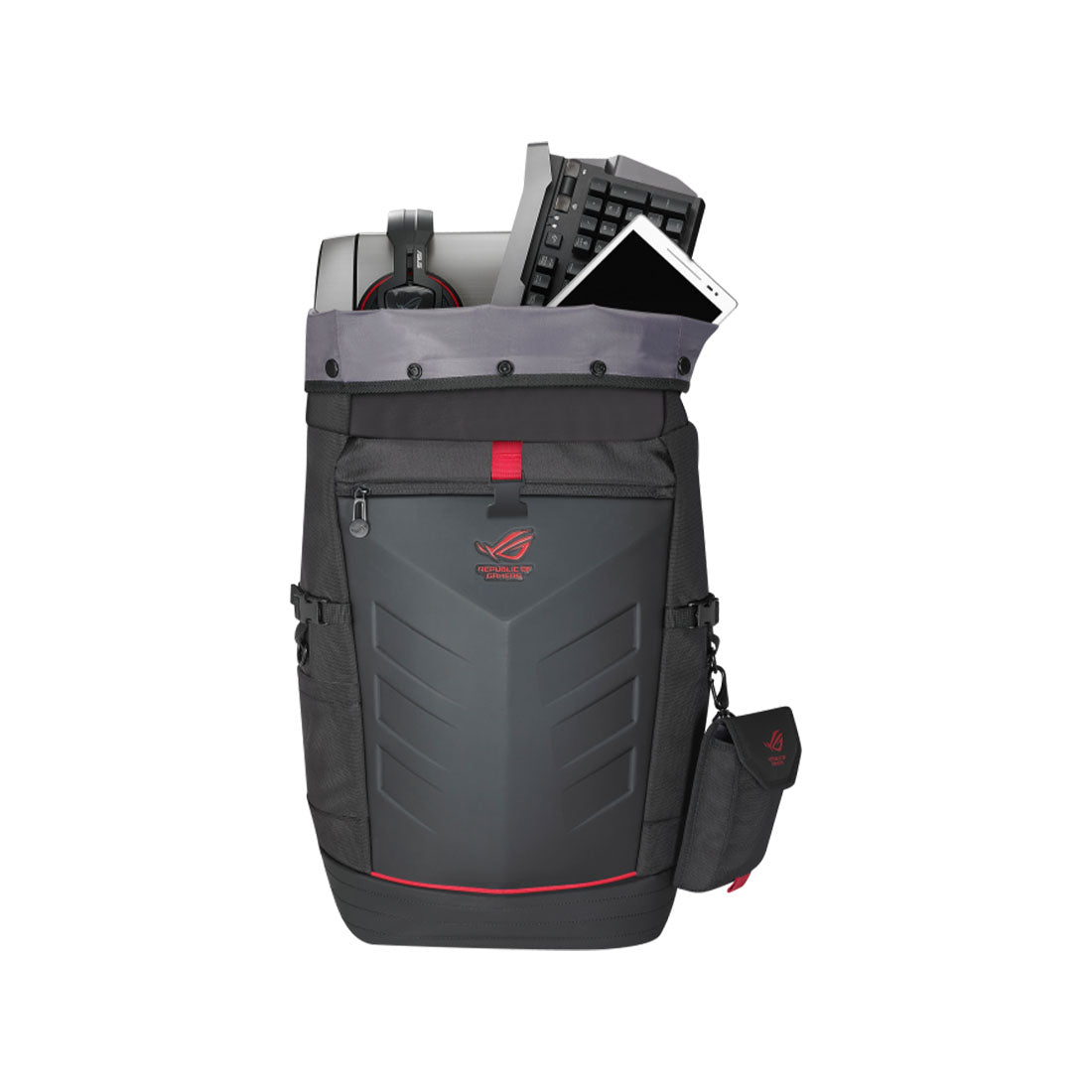 Asus ROG Ranger 17-inch Roll Top Laptop Backpack with Removable Side Pocket and Built-in Rain Cover