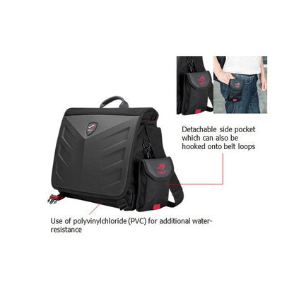 Asus ROG Ranger 15.6-inch Messenger Backpack with Detachable Side Pockets and Water Resistant Exterior