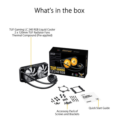 ASUS TUF Gaming LC 240 RGB AIO 240mm CPU Liquid Cooler with Dual 120mm PWM Fans