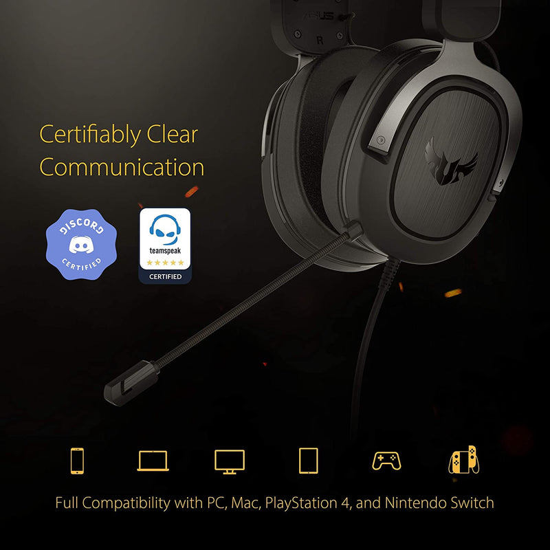 Asus TUF Gaming H3 Gaming Headset Gun Metal with Deep bass and Virtual 7.1 Surround Sound