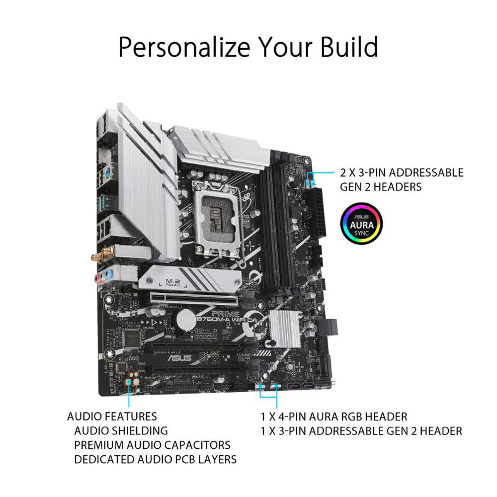 Asus Prime B760M-A Wi-Fi D4 Intel B760 LGA 1700 माइक्रो-ATX मदरबोर्ड