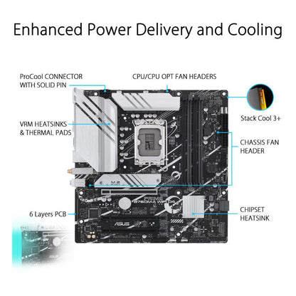 ASUS PRIME B760M-A WIFI D4 Intel B760 LGA 1700 Micro-ATX Motherboard