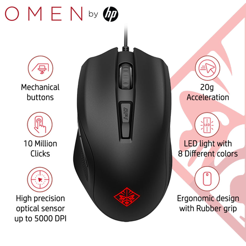 [RePacked] HP OMEN 400 Gaming Mouse with 6 Customizable Buttons 5000DPI & 10M clicks Durability