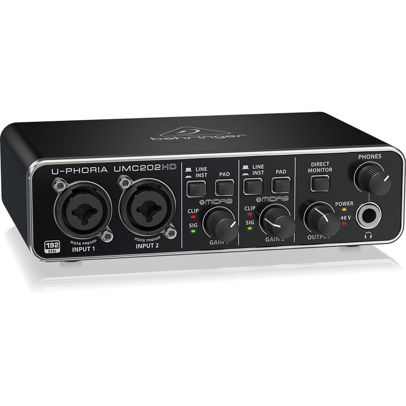 Behringer UMC202HD U-Phoria USB Audio Interface with MIDAS Microphone Preamplifiers