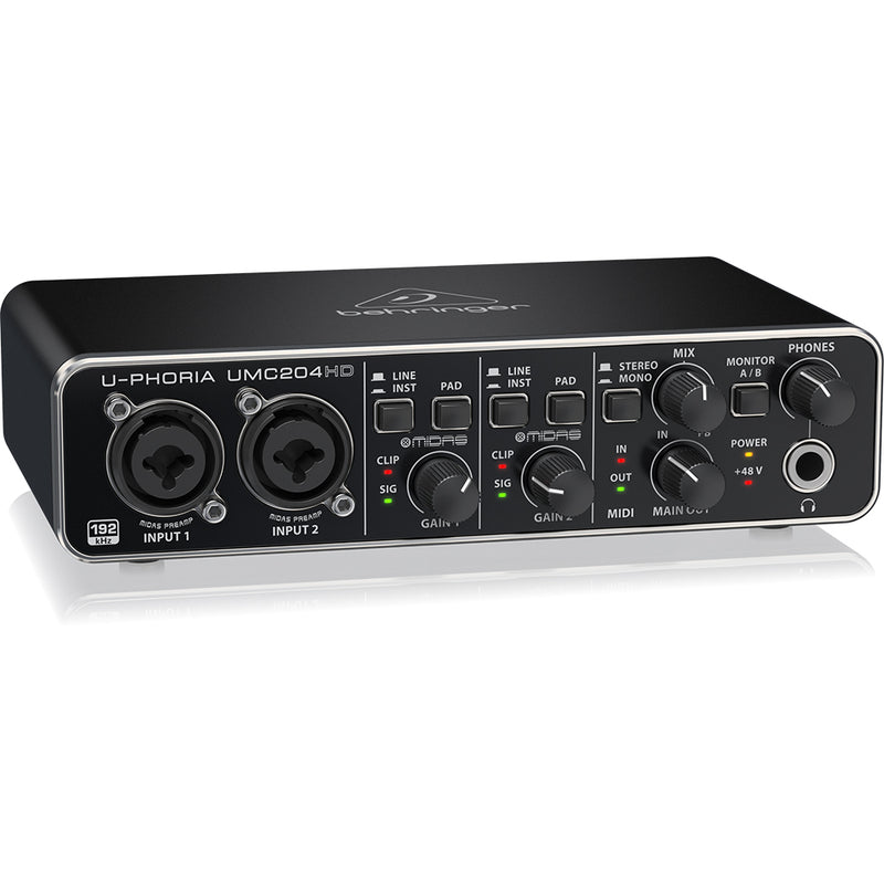 Behringer UMC204HD USB Audio Interface with MIDAS Mic Preamplifiers