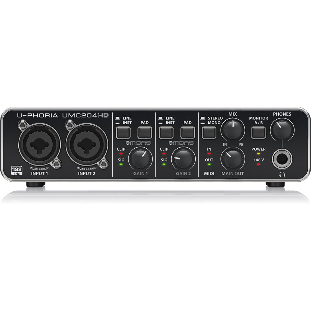 Behringer UMC204HD USB Audio Interface with MIDAS Mic Preamplifiers