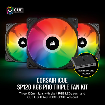 Corsair iCUE SP120 RGB Pro Performance with 120mm Triple Fan Kit and Lighting Node CORE From Tps Technologies
