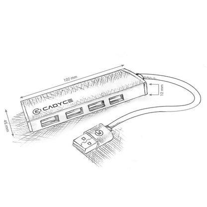 Cadyce CA-U4H 4 Port USB 2.0 Hub with Over-Current Detection and Protection