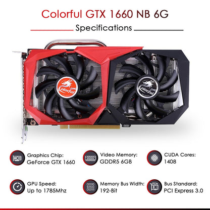 रंगीन GeForce GTX 1660 NB 6GB GDDR5 192-बिट गेमिंग ग्राफ़िक्स कार्ड