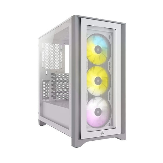 CORSAIR iCUE 4000X RGB White ATX Mid-Tower Cabinet with Three 120mm AirGuide fans