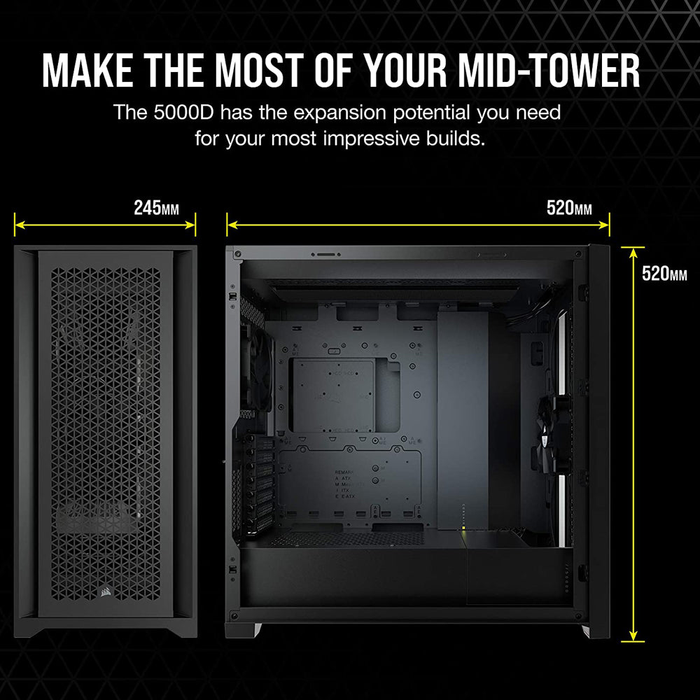 CORSAIR 5000D AIRFLOW Black ATX Mid-Tower Cabinet with Dual 120mm Fans
