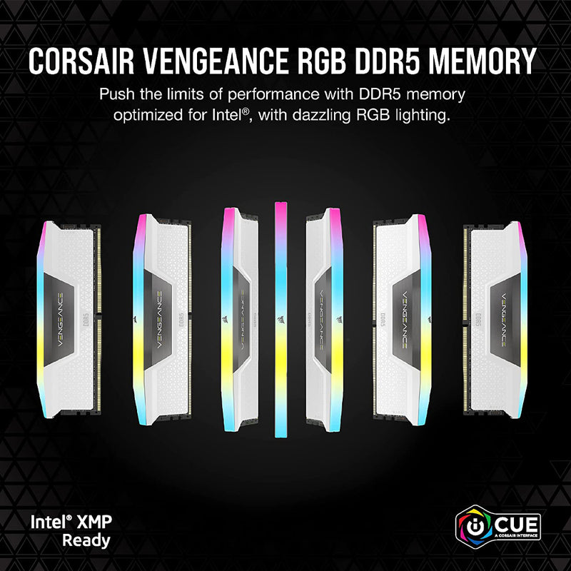 Corsair Vengeance 32GB (2x16GB) DDR5 RAM 6200MHz CL36 White RGB Desktop Memory