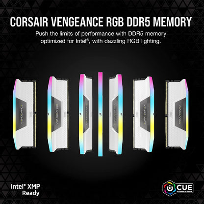 Corsair Vengeance 32GB (2x16GB) DDR5 RAM 5600MHz CL36 सफ़ेद RGB डेस्कटॉप मेमोरी
